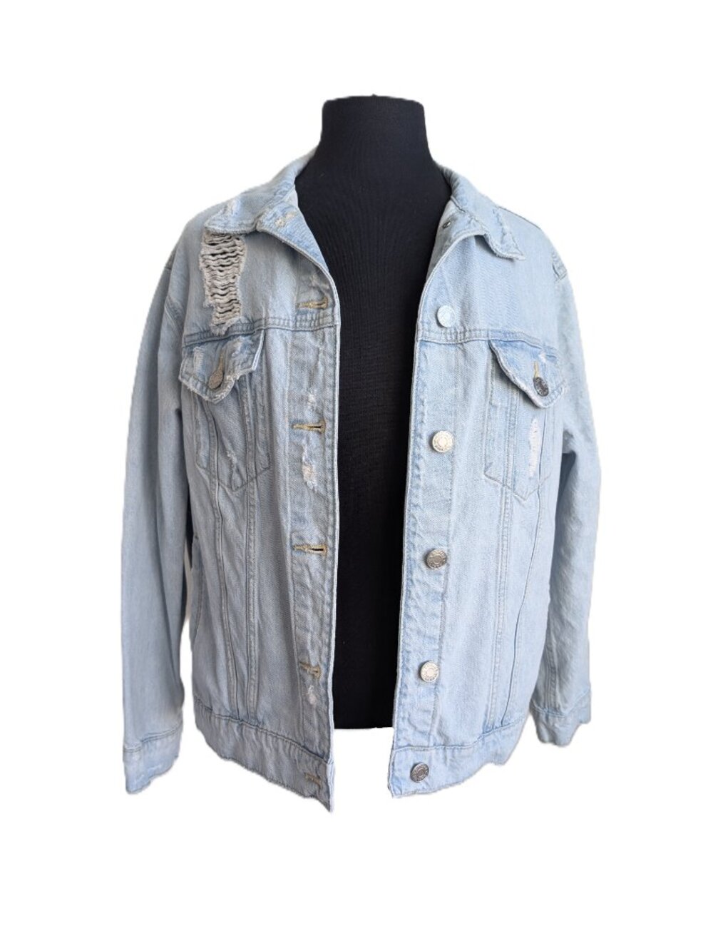 Garage re.think Boyfriend Fit Distressed Denim Jacket | Small